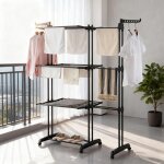 S�choir � linge extensible tour de s�chage 3 niveaux pliable �tendoir vertical multifonction pour int�rieur ...