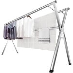 S�choir � linge pliable 240 cm avec 20 crochets coupe - vent �tendoir en acier inoxydable pour int�rieur ...