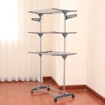 Schoir  linge pliable 3 couches - gris - capacit 30kg