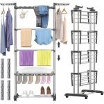 S�choir � linge pliable - suteo - 5 niveaux - hauteur r�glable - 8 ailes pliables - 4 pinces chaussettes ...