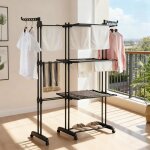 S�choir � linge tour avec 6 ailes pliables sur 3 niveaux �tendoir � linge extensible longueur 75 - 143 ...