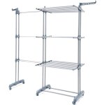 S�choir pliant vertical extensible 30 barres avec roulettes 3 niveaux 6 ailes repliables 22 m d?�tendage ...