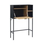 Secrtaire - bata - smart - 1 porte - noir et effet bois - l75 x p295 x h1165 cm