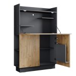 Secr�taire bureau alena 85x27cm anthracite ch�ne de force dor� vicco