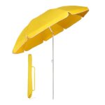 Sekey� parasol � 160 cm inclinable pour patio jardin balcon piscine plage jaune rond sunscreen uv20 + ...
