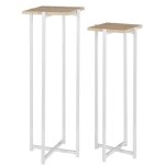 Ensemble de 2 sellettes en mtal et bois loka blanc