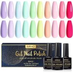 Semi - permanent uv gel polish 10 bright pastel colours blue pink yellow green purple red semi - permanent ...
