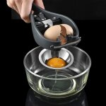 Sparateur doeuf - inox - ouvre - coquille manuel - noir - 2 en 1 - 21. 9x10x2 cm