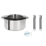 Serie de 4 casseroles amovibles 14 a 20 cm + 2 poignees amovibles zenith - cristel Serie de 4 casseroles amovibles 14 a 20 cm + 2 poignees amovibles zenith - cristel