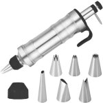 Seringue � p�tisserie professionnelle acier inoxydable - poche � douille avec embouts interchangeables ...