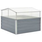 Serre - acier galvanis - 100 x 100 x 85 cm - anti - corrosion - polycarbonate - grise