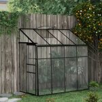 Serre adoss�e serre de jardin polycarbonate avec porte coulissante �vent de toit fondation 127 x 253 ...