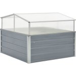 Serre de jardin - acier galvanis - 100 x 100 x 85 cm - polycarbonate - gris