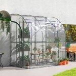 Serre de jardin adoss�e - akozon - 13835 - b�che pvc transparente renforc�e - 214x118x212 cm - 2 portes ...