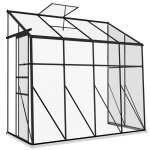 Serre de jardin adoss�e fondation porte coulissante lucarne alu polycarbonate noir