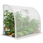 Serre de jardin adoss�e avec structure en m�tal et b�che en pe 1 porte 1 fen�tre blanche 100x200x210 ...