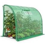 Serre de jardin adoss�e avec structure en m�tal et b�che en pe 1 porte 1 fen�tre verte 100x200x210 cm ...