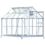Serre de jardin en alu 76m avec fentres et gouttire + fondation / base culture plantes 250x190x195 ...