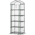 Serre de jardin - outsunny - pvc �tag�res 5 niveaux balcon b�che renforc�e 135 g / m� - acier - 69x49x193cm ...