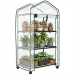 Serre de jardin - outsunny - avec �tag�res 3 niveaux - b�che pvc renforc�e ch�ssis en acier - porte zipp�e ...