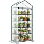 Serre de jardin - outsunny - pvc - avec �tag�res 5 niveaux - ch�ssis en acier - porte zipp�e enroulable ...