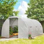 Serre de jardin tunnel 135 m� 6 fen�tres porte zipp�e enroulable ch�ssis acier galvanis� b�che pe 45 ...