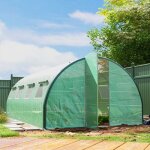 Serre de jardin tunnel - akozon - 10349 - 6 x 3 m (18 m�) - b�che pe 140 g / m� - 2 portes articul�es ...