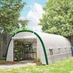Serre de jardin tunnel - akozon - grand mod�le - 18 m� (593�3�2 m) - tubes acier galvanis� 24 mm - housse ...