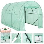 Serre de jardin tunnel avec bche polythylne vert transparent 350x200x200cm 6 fentres serre 7 m tagres ...