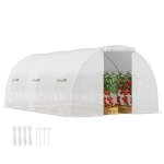 Serre de jardin tunnel - outsunny - 135 m� - 6 fen�tres porte zipp�e enroulable - acier galvanis� b�che ...