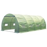 Serre de jardin tunnel - outsunny - chssis tubulaire acier galvanis renforc 25 cm - 8 fentres et ...