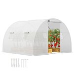 Serre de jardin tunnel - outsunny - 9 m� - 4 fen�tres porte zipp�e enroulable - ch�ssis acier galvanis� ...