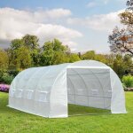 Outsunny - serre de jardin tunnel - pe - 6x3x2m - blanc