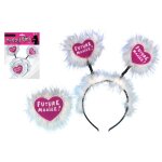 Serre - tte et badge marie - rose - femme - plastique et tissu - 2 pices - blanc