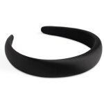 Serre - t�te rembourr� - femme - noir - satin doux - largeur 3 cm - 2 pi�ces