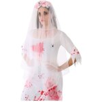 Serre - tête voile araignée et roses blanches ensanglantées adulte - halloween Serre - tête voile araignée et roses blanches ensanglantées adulte - halloween
