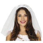 Serre - tte voile de marie roses tissu blanc femme - accessoire de dguisement