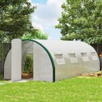 Serre tunnel de jardin 18m� serre de jardin tunnel avec portes et 8 fen�tres b�che pe 140g / m� 600 x ...