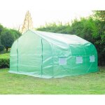 Serre de jardin tunnel - outsunny - 105 m� porte 6 fen�tres acier galvanis� b�che pe haute densit� - ...