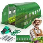 Serre tunnel de jardin - kesser - 600x300 cm - vert - film 170g / m� - tubes en acier galvanis� - 2 portes ...