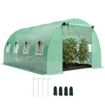 Serre tunnel de jardin - outsunny - 12 m� - b�che pe 140 g / m� - 2 portes et 8 fen�tres - 295x400x200cm ...