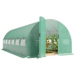 Serre tunnel de jardin - outsunny - 18m� 295x597x200cm - avec portes et 12 fen�tres avec moustiquaires ...