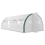 Serre tunnel de jardin - outsunny - 18m� 600x300x200 cm - portes 8 fen�tres - cadre en m�tal b�che pe ...