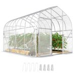 Serre tunnel de jardin - outsunny - 2 portes � charni�res - structure optimis�e - couverture po - 3x4m ...