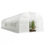 Serre tunnel de jardin - outsunny - 24m� - avec cadre en acier galvanis� portes et 2 grandes fen�tres ...