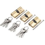 Serrure en laiton - bgs do it yourself - 3 barillets cylindres - 60 mm - 9 cls