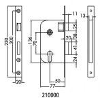 Serrure � larder multibat � profil europ�en axe 50mm t�ti�re 25mm hauteur 250mm finition noir r�versible ...