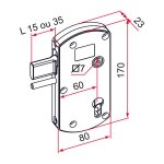 Serrure de portail battant modulox � p�ne levant