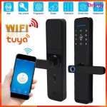 Serrure de porte intelligente - akozon - wifi - d�verrouillage biom�trique - alliage de zinc - 2 cl�s ...