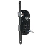 Serrure de porte noire à encastrer fermeture à cle axe 40 mm à larder reversible Serrure de porte noire à encastrer fermeture à cle axe 40 mm à larder reversible